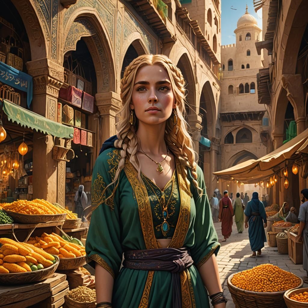 Fantasy Art: Woman in Middle Eastern Market