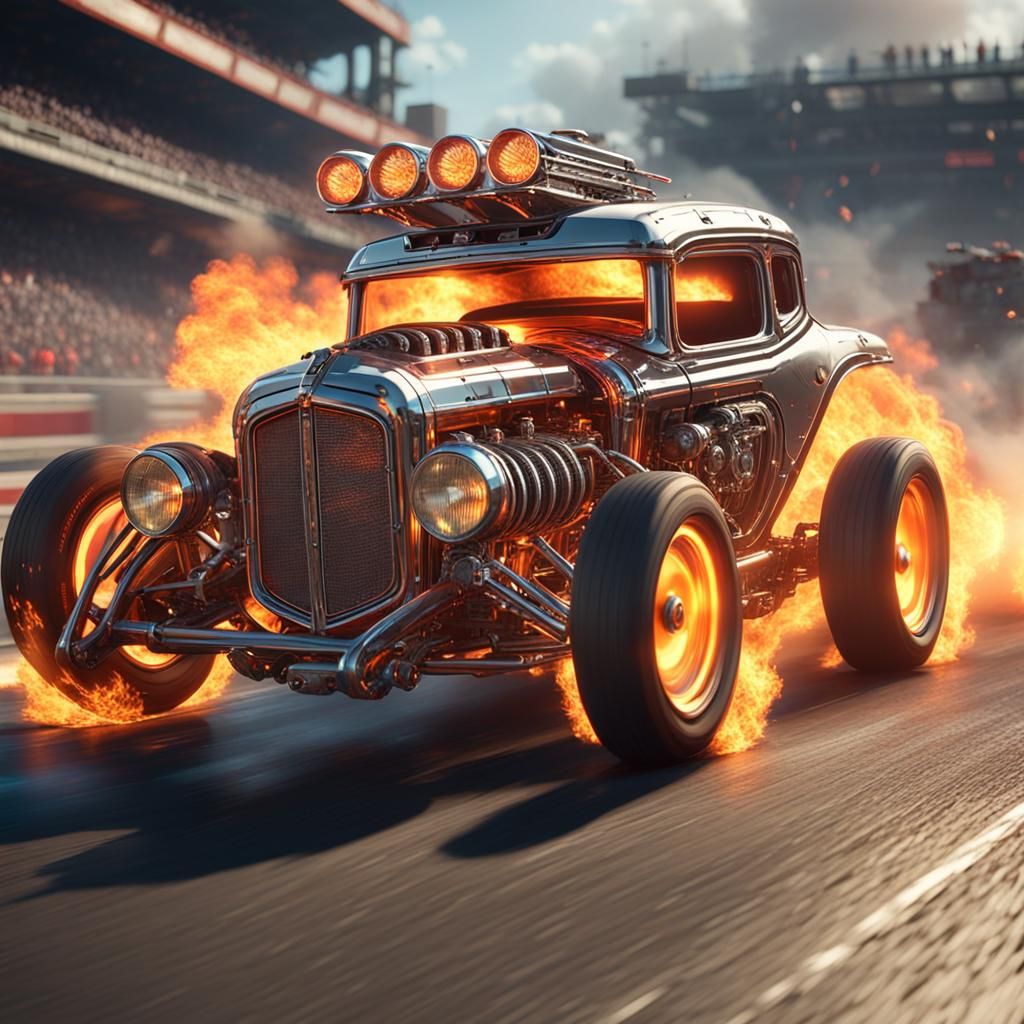 Futuristic Hot Rod Races in Sci-Fi Style