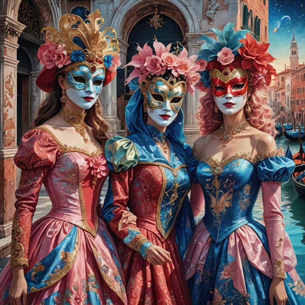 Venetian Masks: Holographic Ladies in Venice