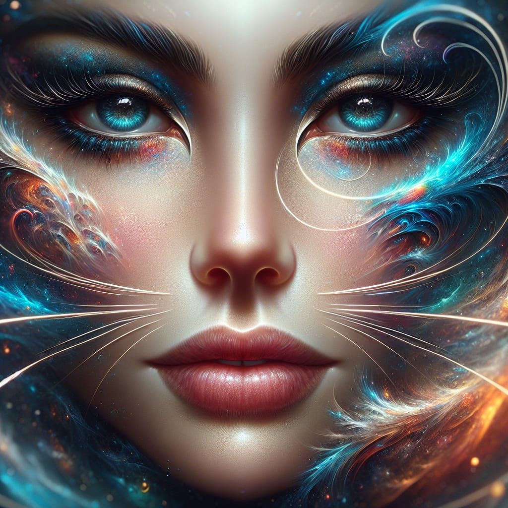 Matte Painting of Woman's Chin with Whiskers