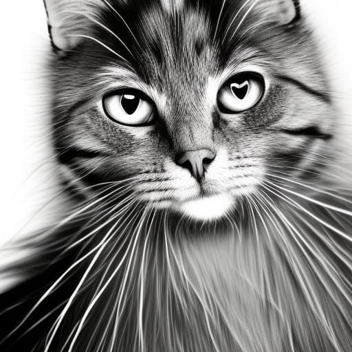 Feather-Furred Cat in Digital Art Style