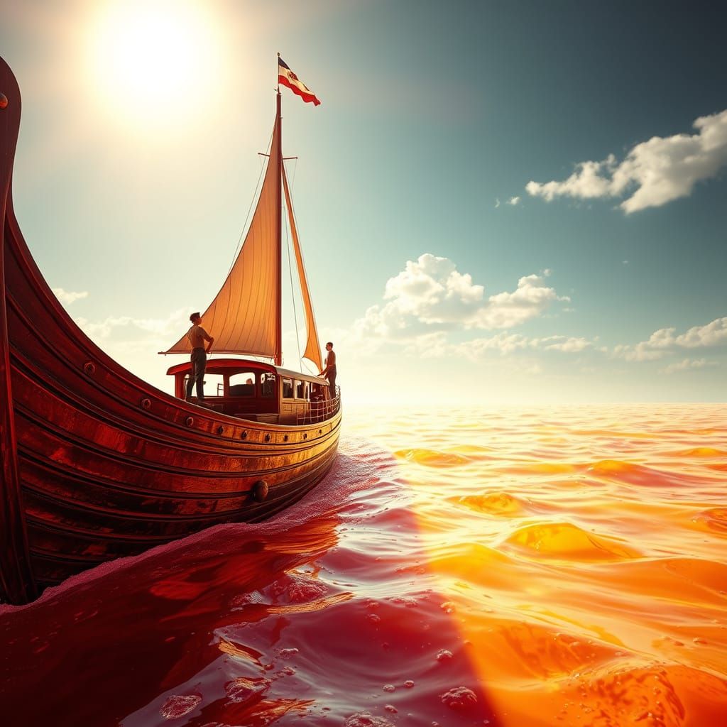 Red Wine Boat Sails Limoncello Sea