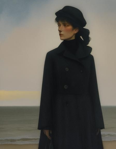 Lili Marleen on a Beach, in Symbolist Style