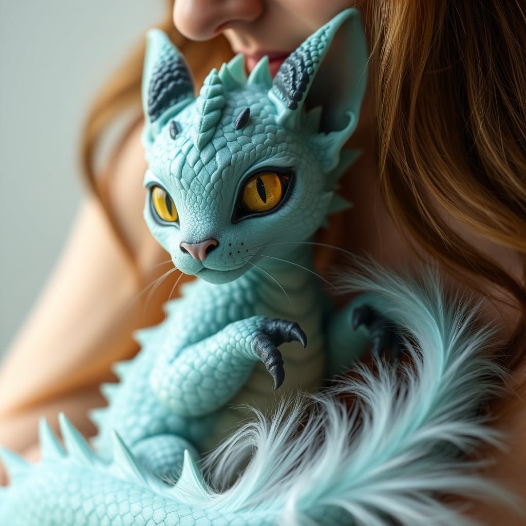 Turquoise Dragon Cat Companion