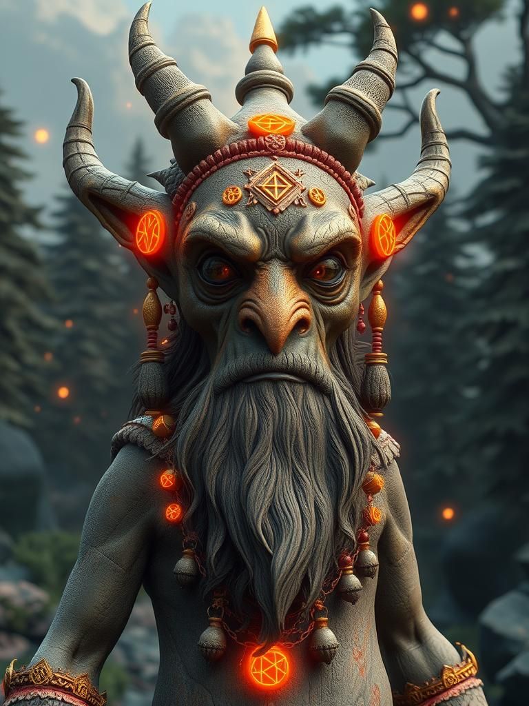 Ancient Sage in Mystical Forest: A 3D Render