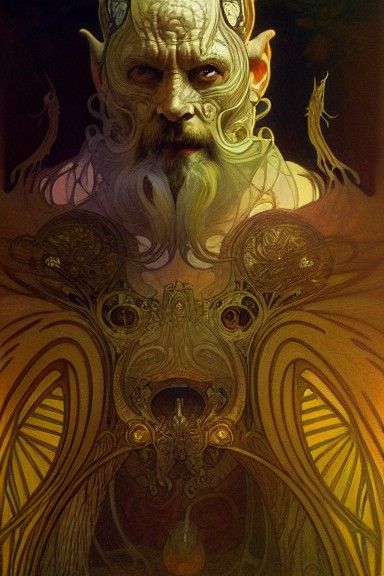 Demonic King Portrait in Art Nouveau Style