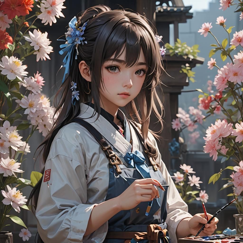 Anime Style Painter in Detailed 3D Art