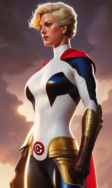 Heroic Powergirl Portrait in Digital Art Style
