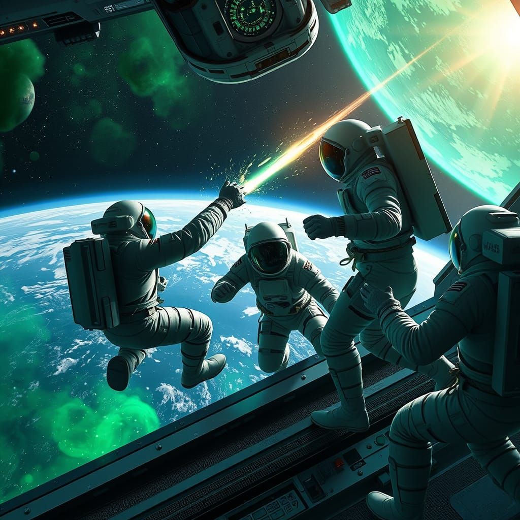 Astronauts vs Martian Manhunter in Space Station Battle