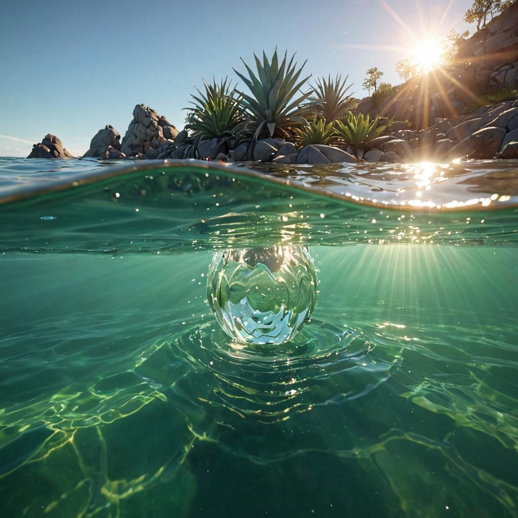 Ocean of Tequila with Sunset Lens Flare