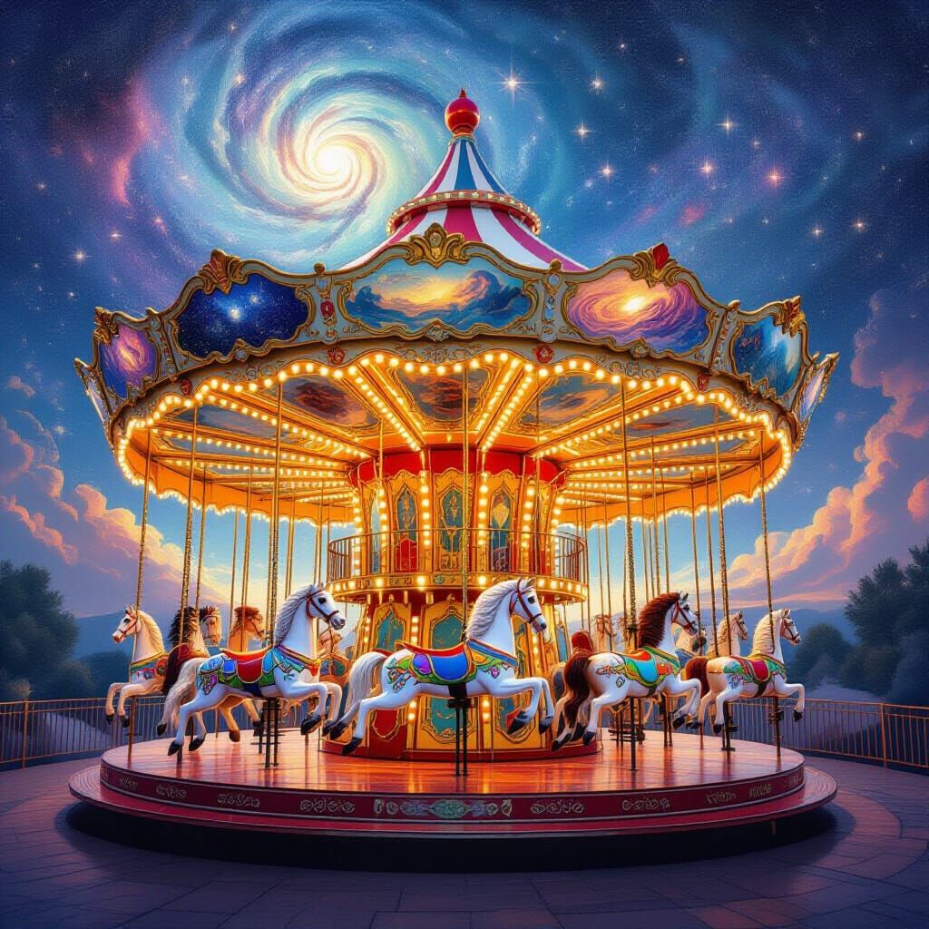 Cosmic Carousel in Whimsical Fantasy Style