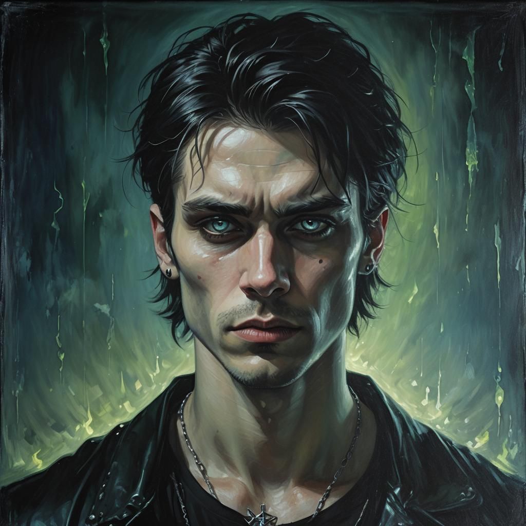 Dark Fantasy Portrait in Moody Oil Painting Style