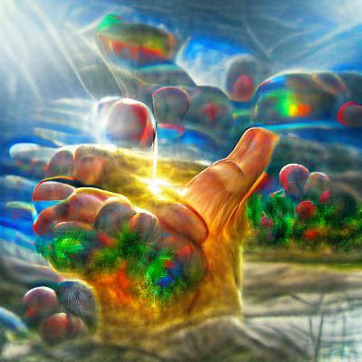 Reaching Hands in Dramatic Lighting