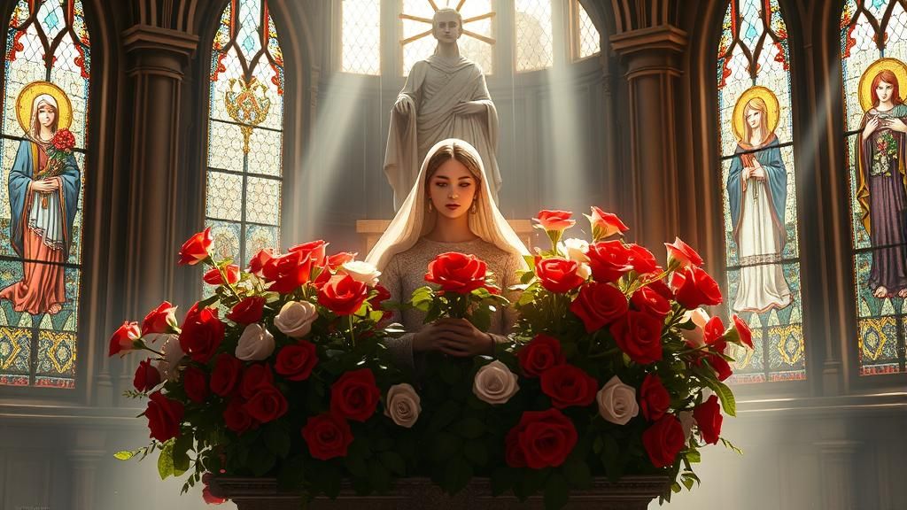 Holy Woman in Rose Garden, 3D Anime Art