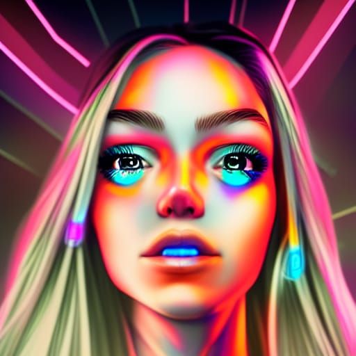 Hyperdetailed Gamer Girl Portrait in Neon Volumetric Light