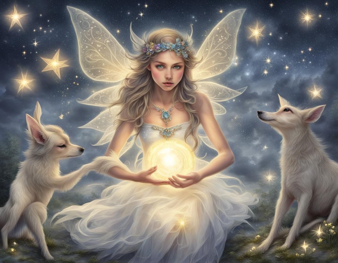 Moonlit Fairies Under Jeweled Stars