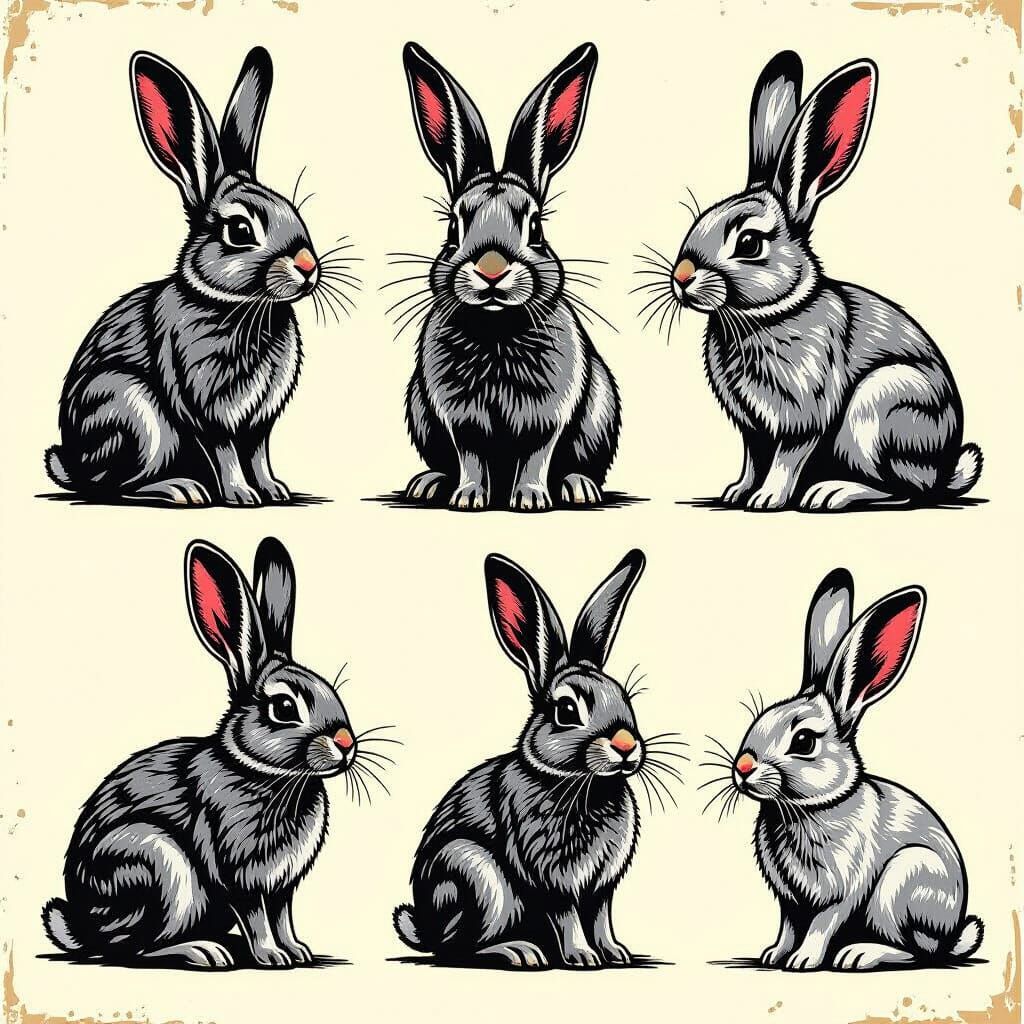 Rabbit Sticker Sheet in Spray Paint Style