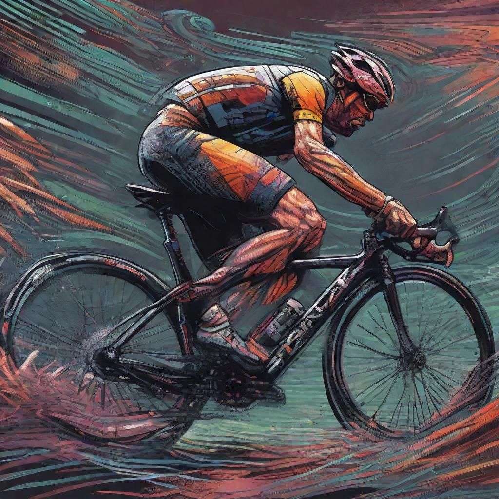 Intense Bicycle Racer Portrait in Graphic Style
