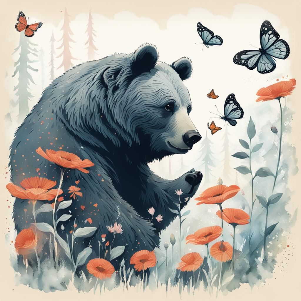 Bear and Butterfly Fairytale Kiss