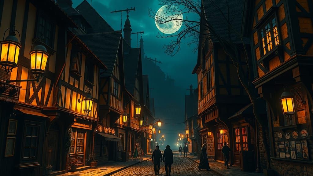 Night in a Medieval Town