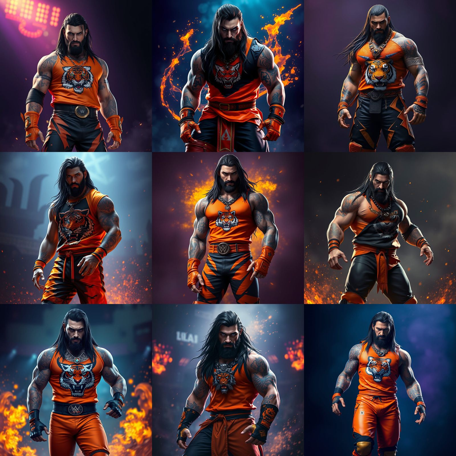 Hyperdetailed Wrestler with Tiger Necklace, Dark Fantasy Art