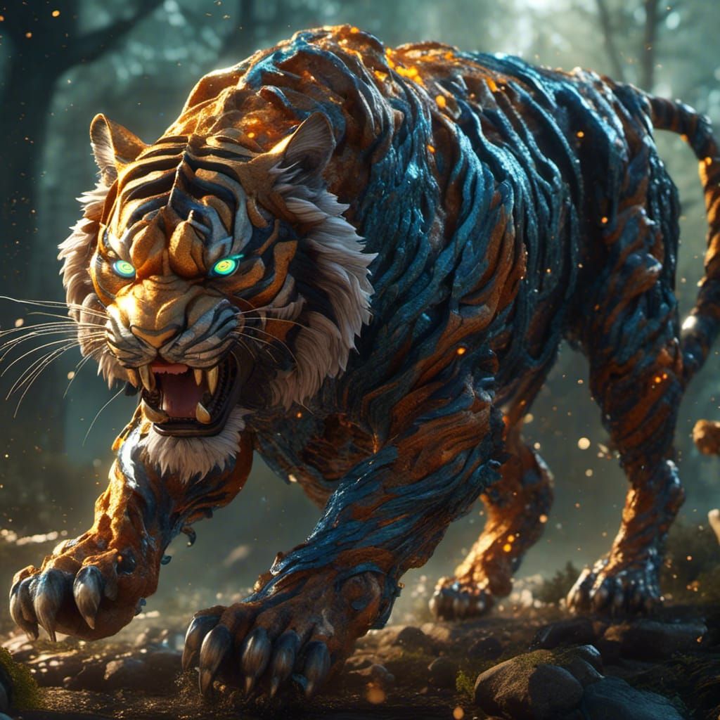 Sorcerous Weretiger Menaces Cattle: Fantasy Concept Art