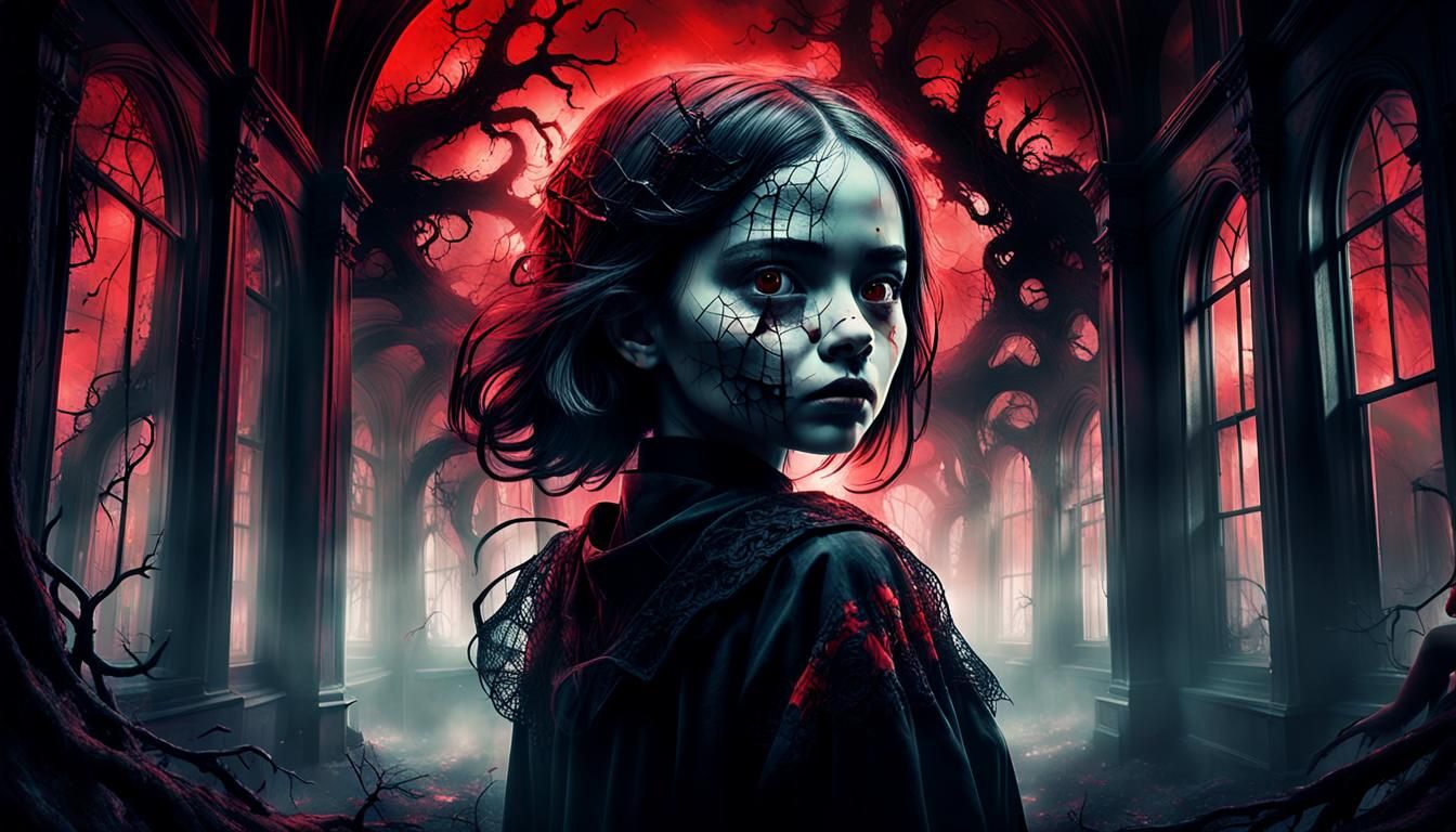 Double Exposure: Majestic Woman in Creepy Location