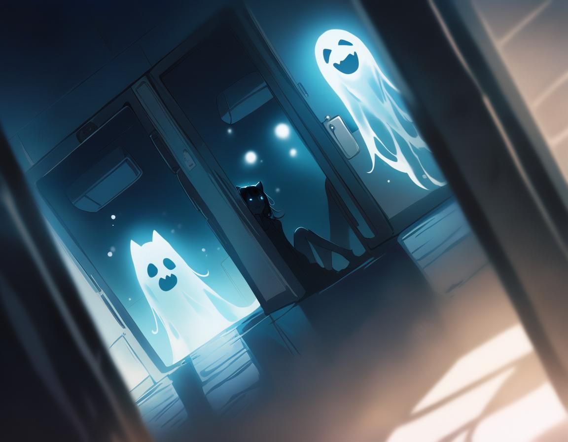 Aesthetic Ghost Catgirls in School Toilet