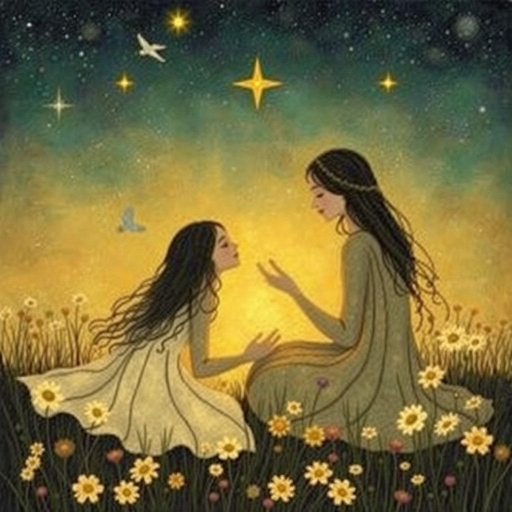 Celestial Beings in Ancient Ruins: A Fantasy Dreamscape