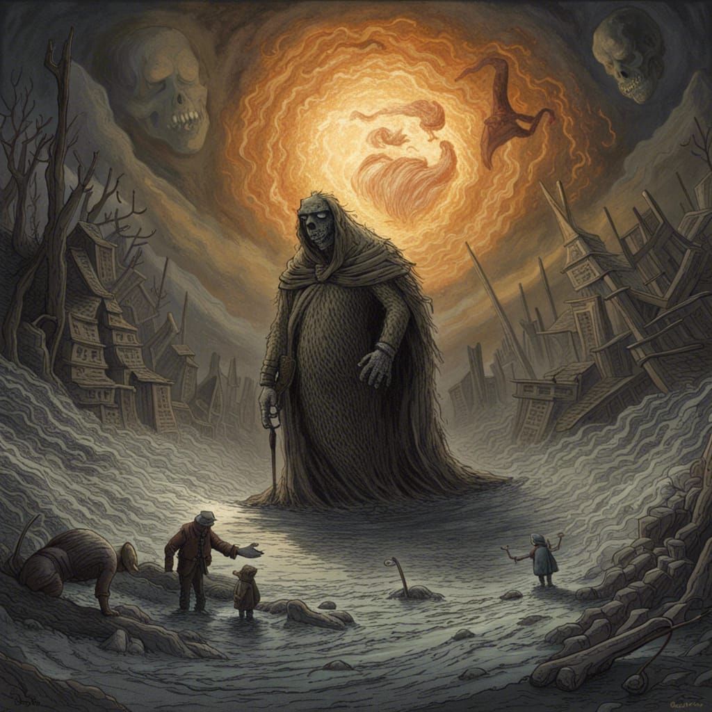 Global Warming Horror in Engraving Style