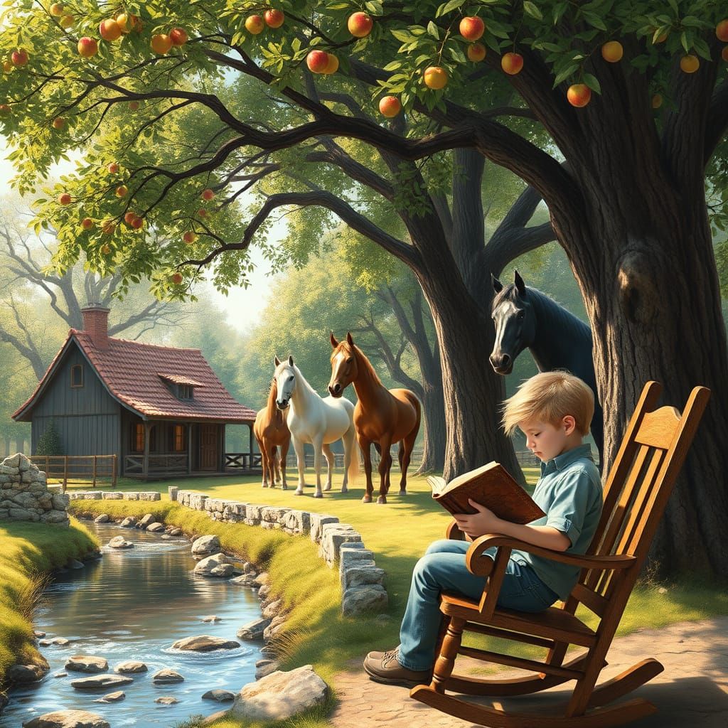 Peaceful Riverbank Homestead in Photorealistic Style