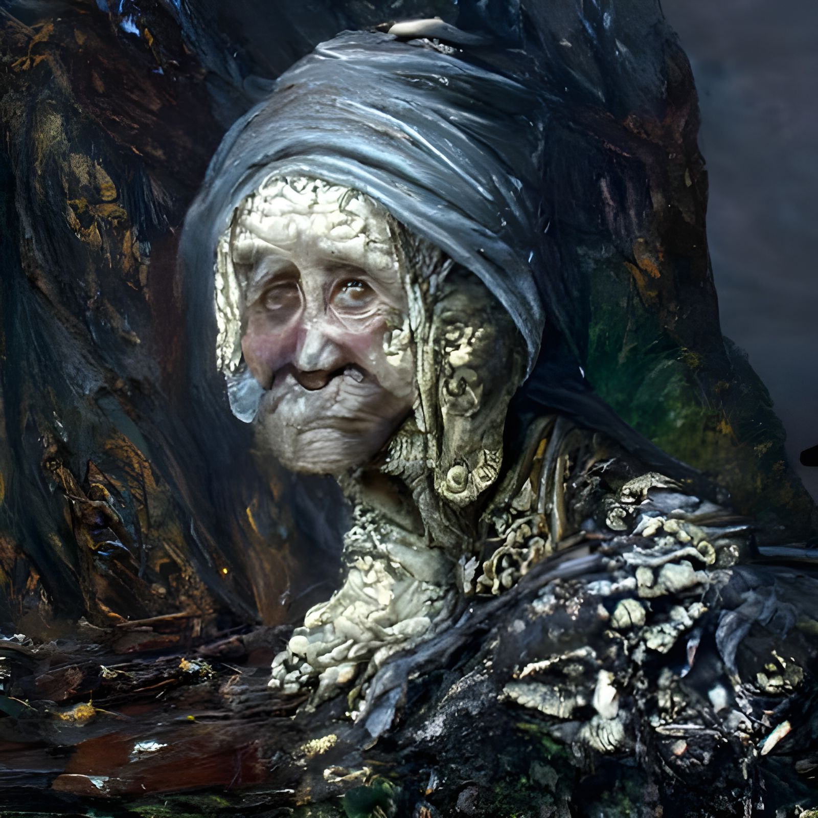 Engraved Portrait of an Old Woman