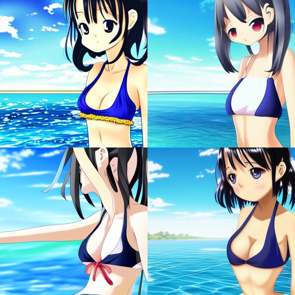 Anime Girl Swimsuit Incident in Manga Style