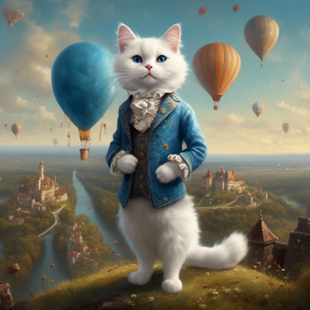 Maine Coon Cat as Blue Boy Portrait