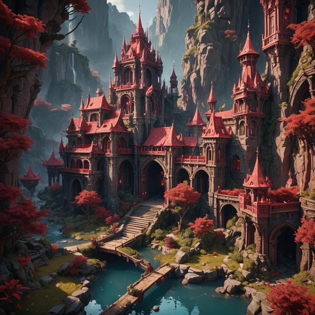 Detailed Ruby Matte Painting in Deep Color
