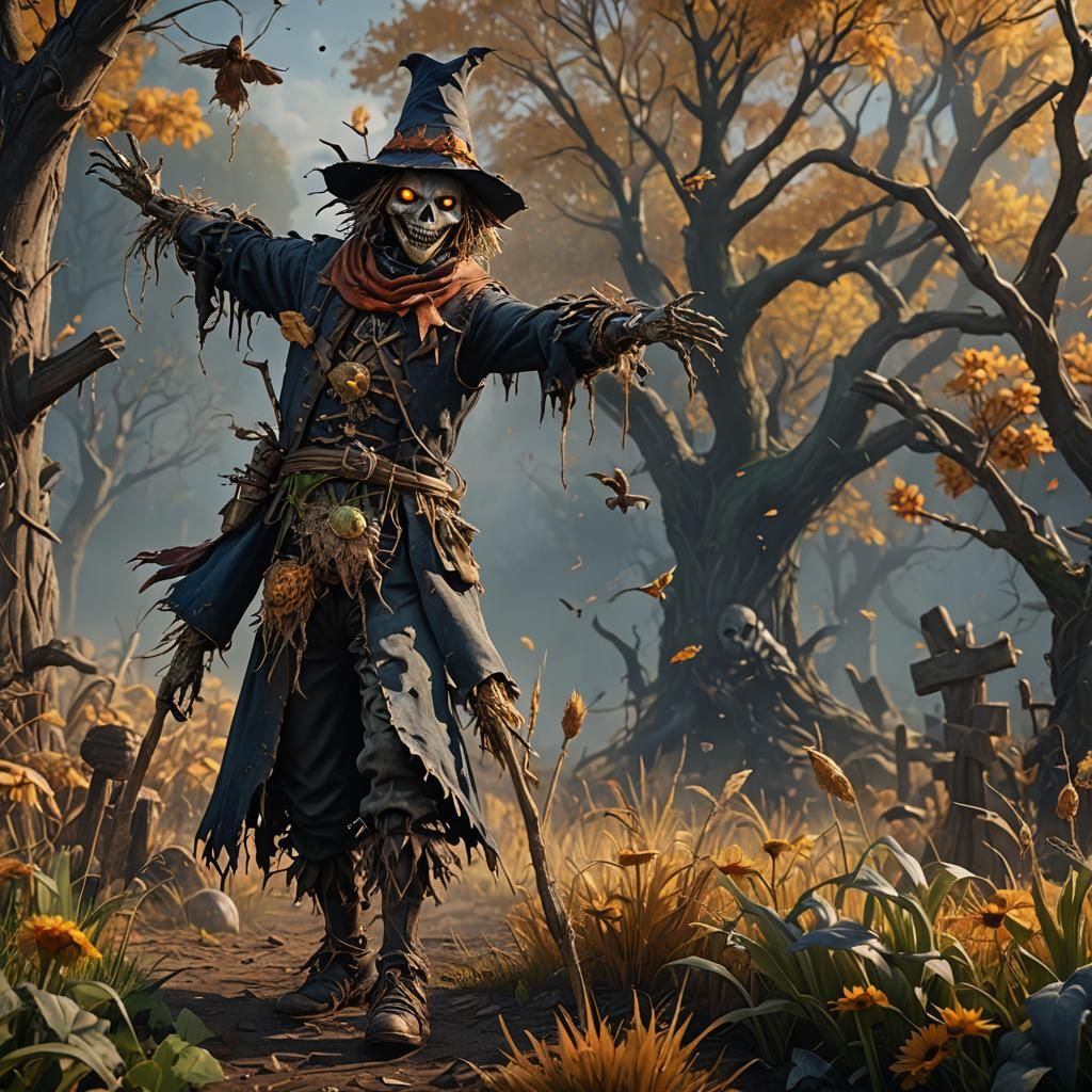 Friendly Scarecrow Matte Painting in Deep Color