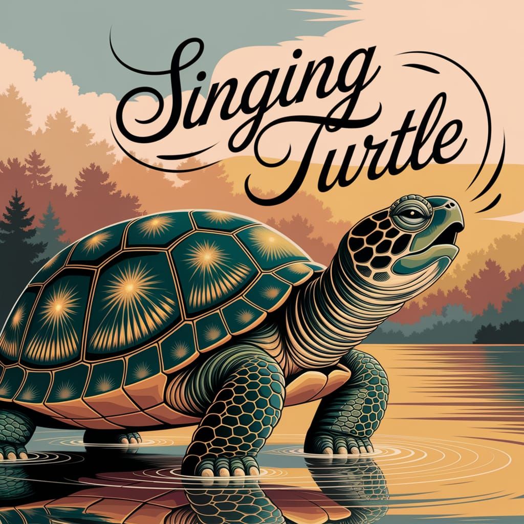 Singing Turtle in Golden Sunset