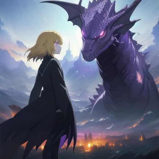 Evil Blonde Girl and Dragon: Ghibli-Style Anime