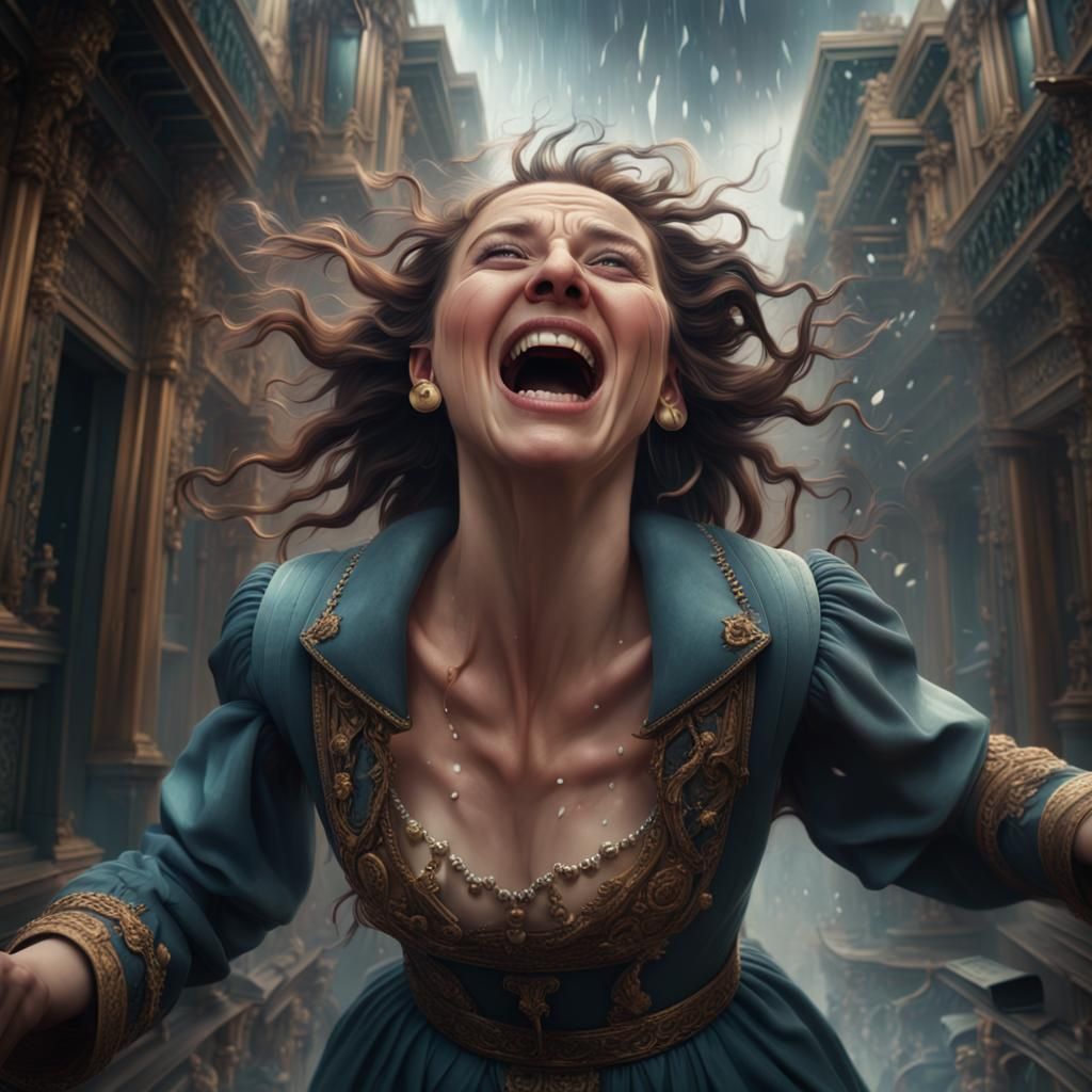 Woman's Hysterical Breakdown in Digital Matte Painting