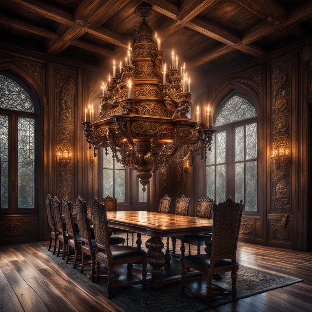 Chandelier in a wonderful dining room