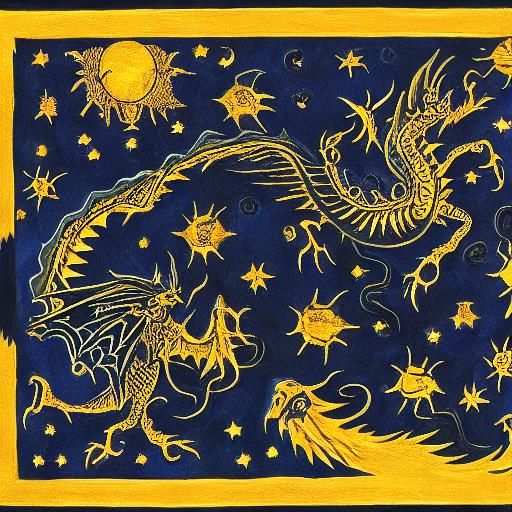 Black Dragon Amidst Fire Moon Universe