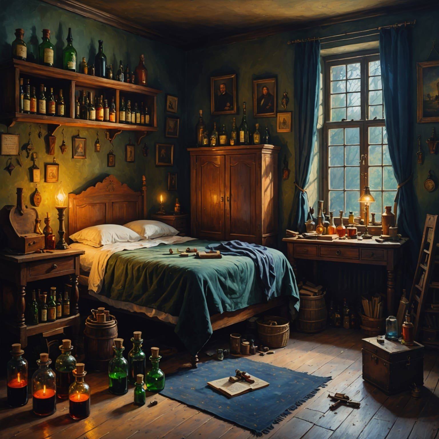 Magical Teenager's Private Sanctuary in Oil Painting Style