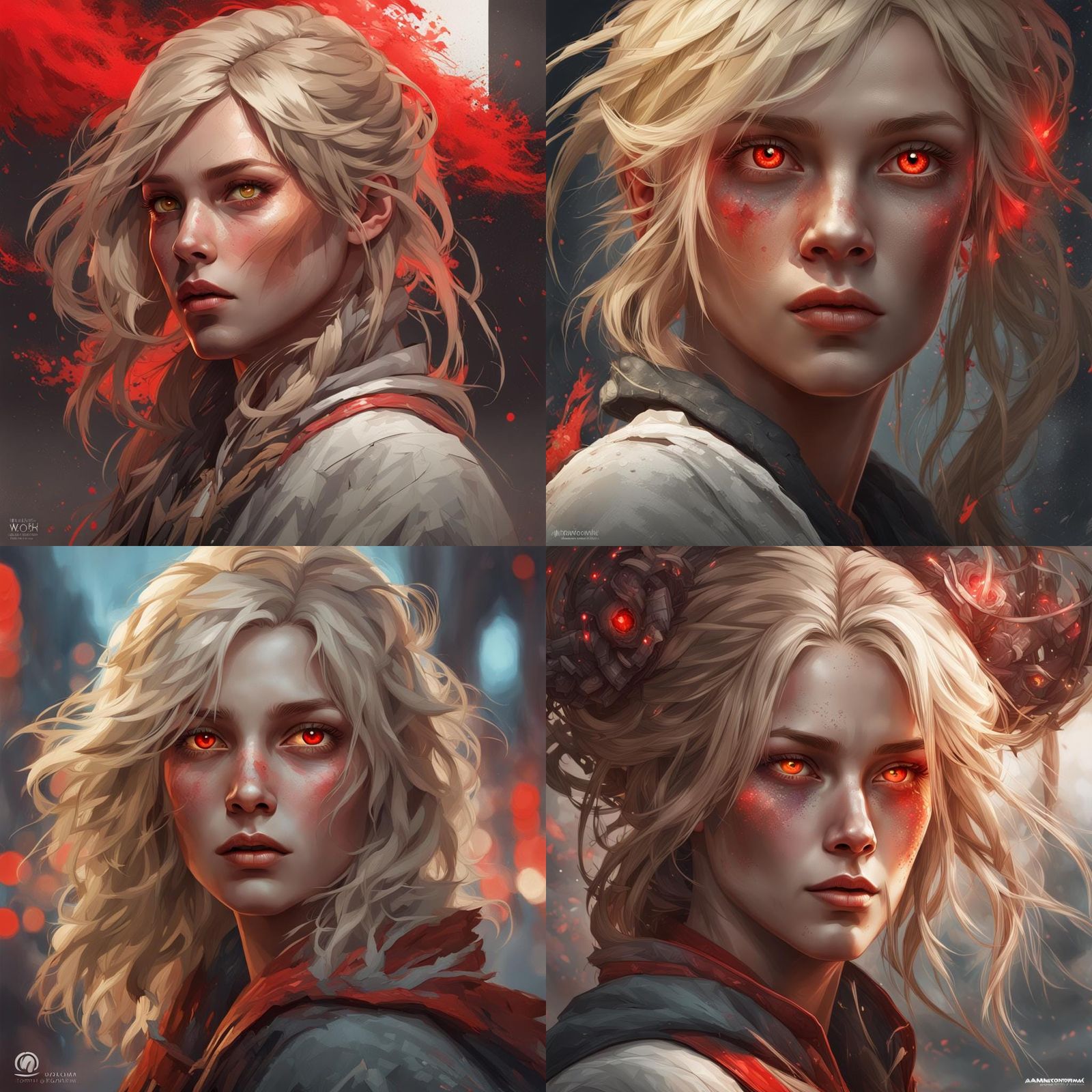 Intricate Portrait of Woman with Red Eyes