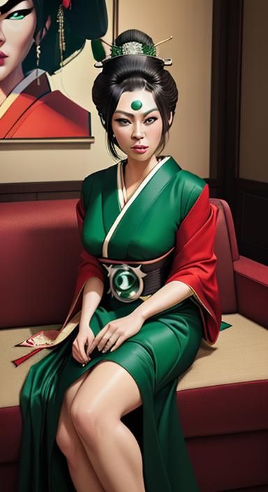 Green Lantern Geisha in Pop Art Style