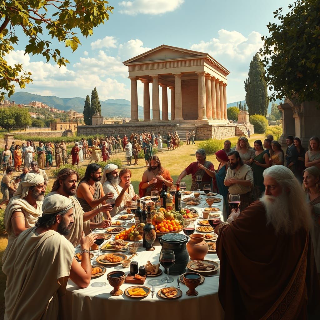 Ancient Wine Feast in Vibrant Renaissance Style