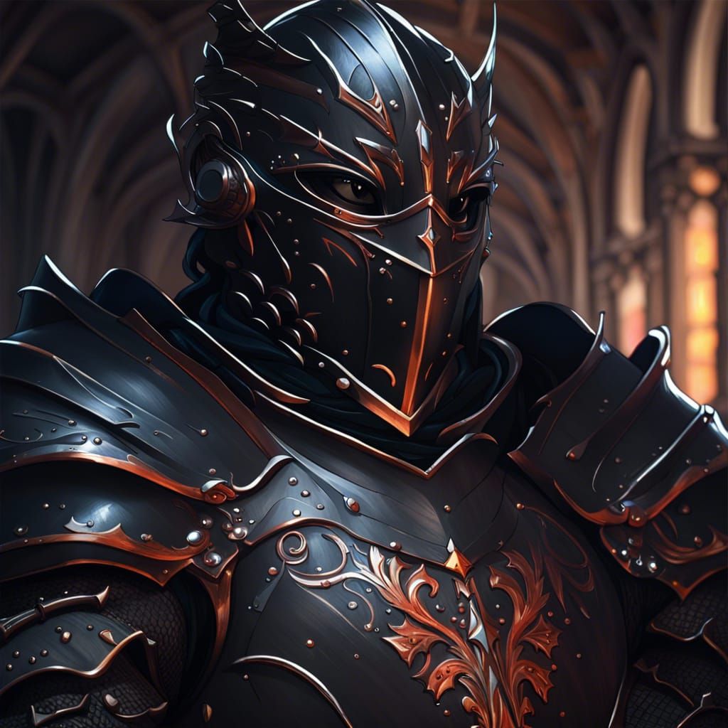 Medieval Black Knight Portrait in Detailed Splash Art