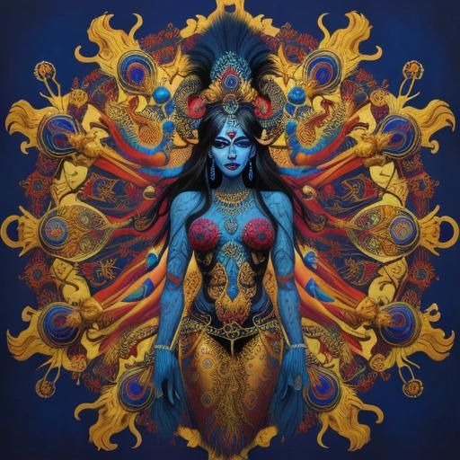 Goddess Kali in Vibrant Abstract Expressionism