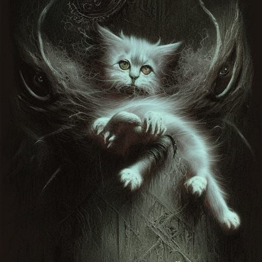 High Gothic Lovecraftian Kitten in Horror Style