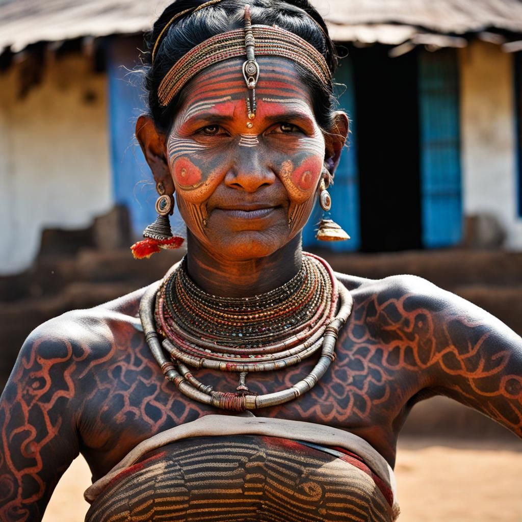 Tattooed Ramnami Woman from Chhattisgarh, India
