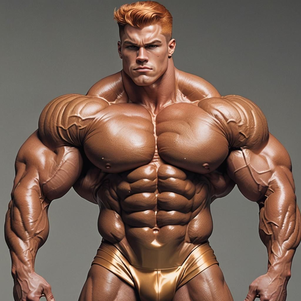 Hyper-Muscular Bodybuilder in Pixel Art Style